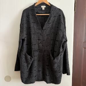 90s Vintage J.Jill Dark Gray Art to wear Wool Lagenlook Jacket Small Oversized